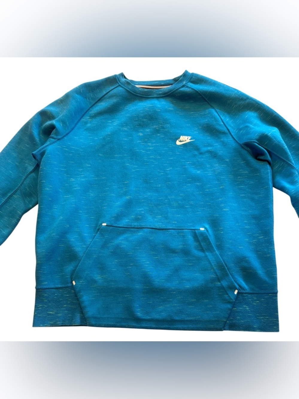 Nike Tech Fleece Pullover Sweatshirt Blue Space Dye Kangaroo Pocket Size Large